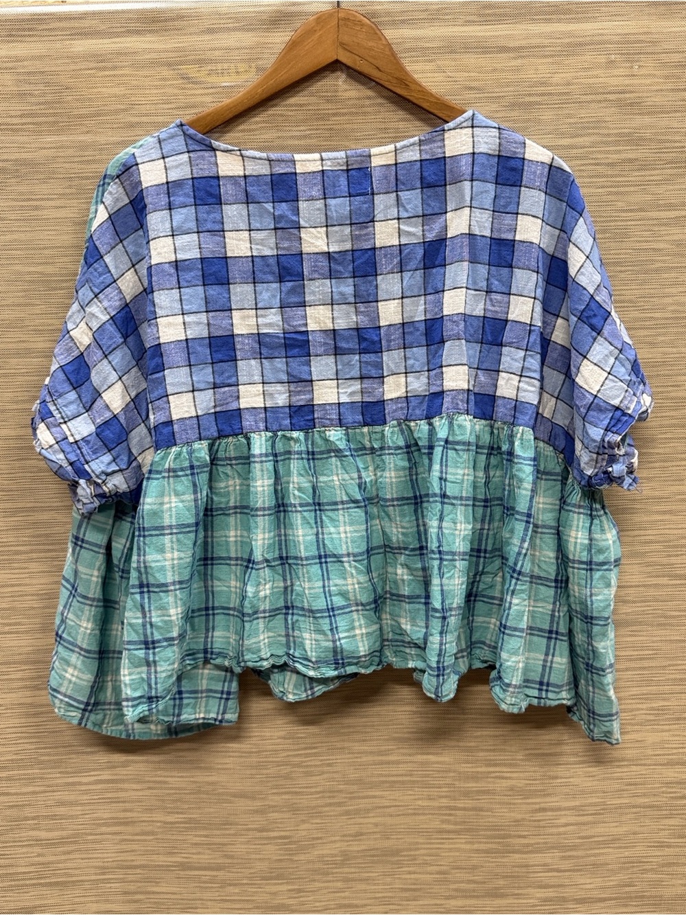 Rujuta Sheth Marni Plaid Mixed Media Top Checkered Lagenlook Women’s One Size - Picture 6 of 6